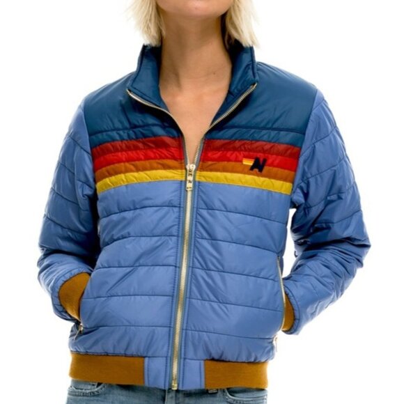 Aviator Nation Journey Jacket 5 Stripe Blue Moonlight Puffer Size M - Picture 14 of 14